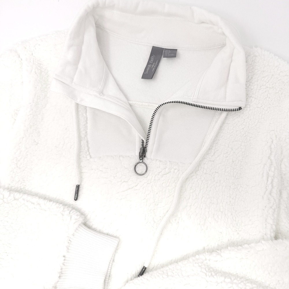 Sweaty Betty Womens Size 6 London Cream Sherpa Fleece 1/4 Zip Pullover SB5531
